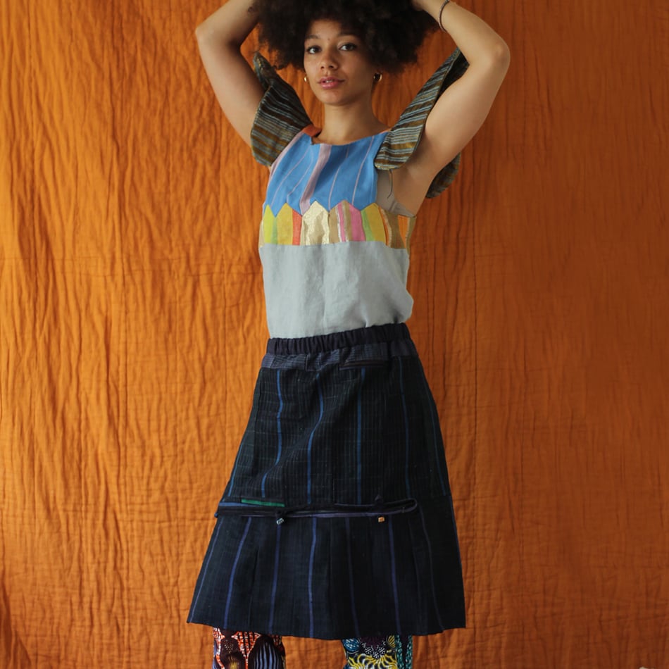 Etu Indigo beaded skirt