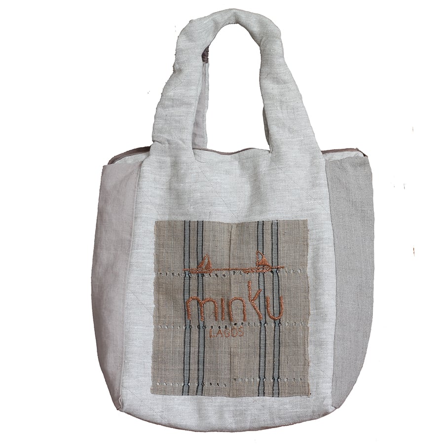 Minku linen book tote - large
