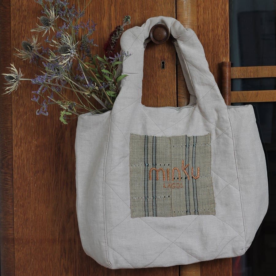 Minku Linen book tote - XL